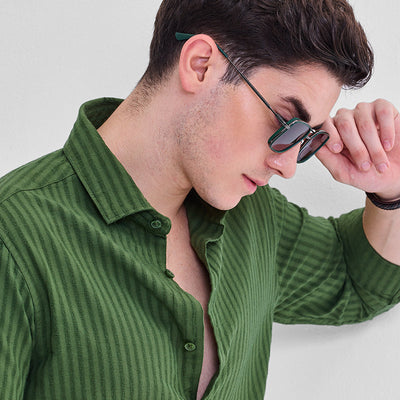 Green Stripes Slim Fit Shirt