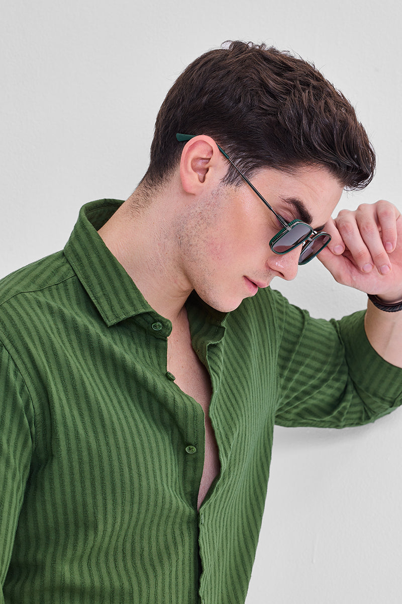 Green Stripes Slim Fit Shirt