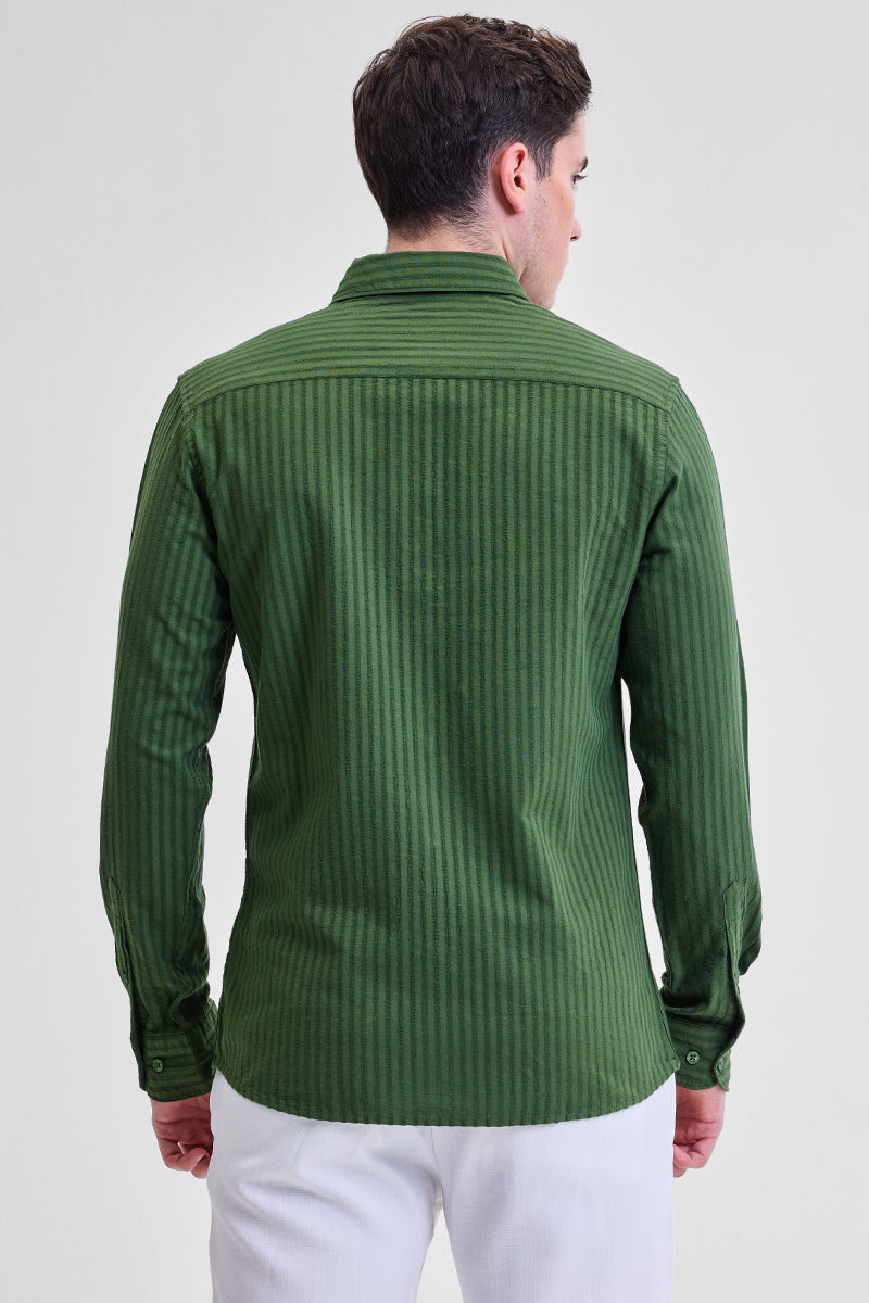 Green Stripes Slim Fit Shirt