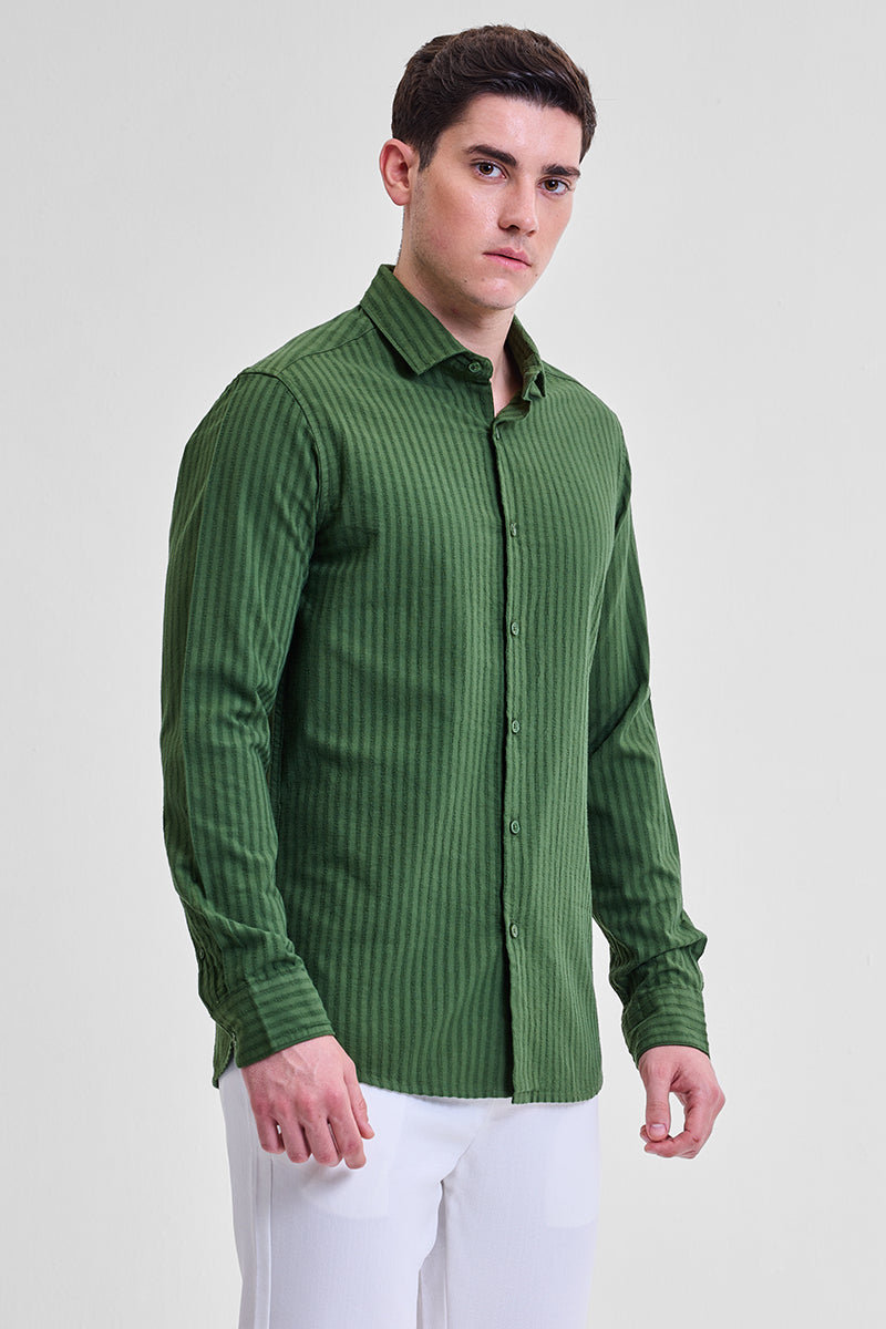 Green Stripes Slim Fit Shirt