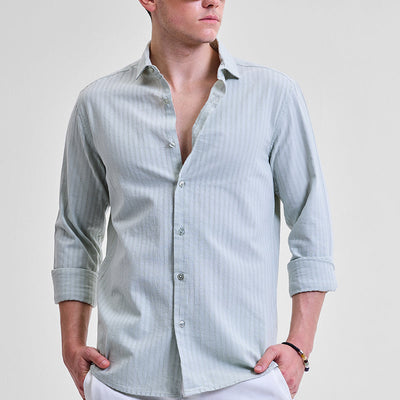 Light Grey Stripes Slim Fit Shirt