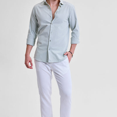 Light Grey Stripes Slim Fit Shirt