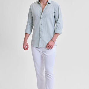 Light Grey Stripes Slim Fit Shirt