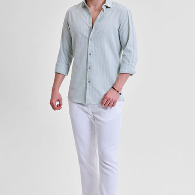 Light Grey Stripes Slim Fit Shirt