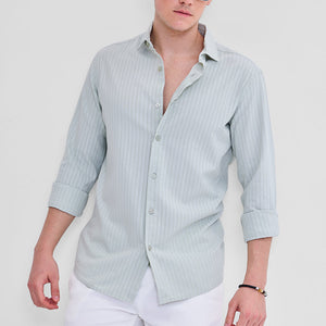 Light Grey Stripes Slim Fit Shirt