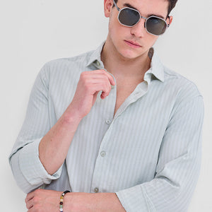 Light Grey Stripes Slim Fit Shirt