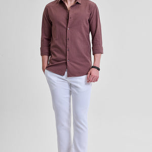 Mauve Stripes Slim Fit Shirt