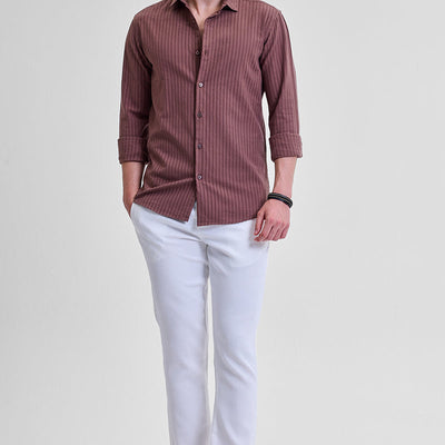 Mauve Stripes Slim Fit Shirt