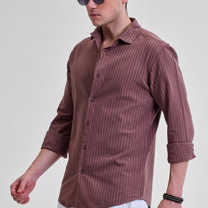 Mauve Stripes Slim Fit Shirt