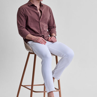 Mauve Stripes Slim Fit Shirt