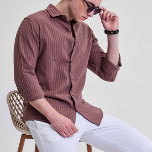 Mauve Stripes Slim Fit Shirt