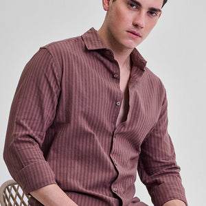 Mauve Stripes Slim Fit Shirt