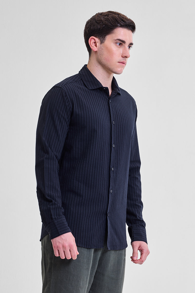 Navy Stripes Slim Fit Shirt