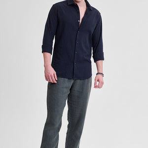 Navy Stripes Slim Fit Shirt