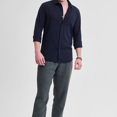 Navy Stripes Slim Fit Shirt