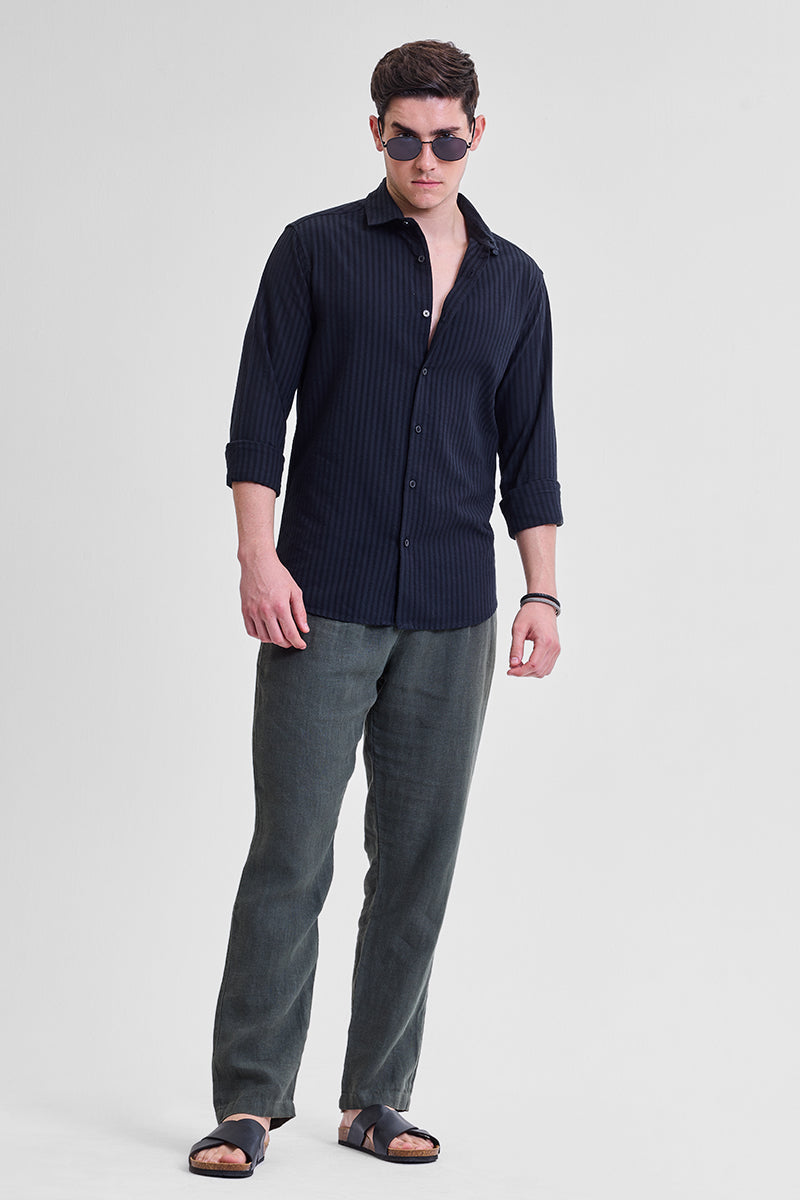 Navy Stripes Slim Fit Shirt