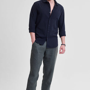 Navy Stripes Slim Fit Shirt