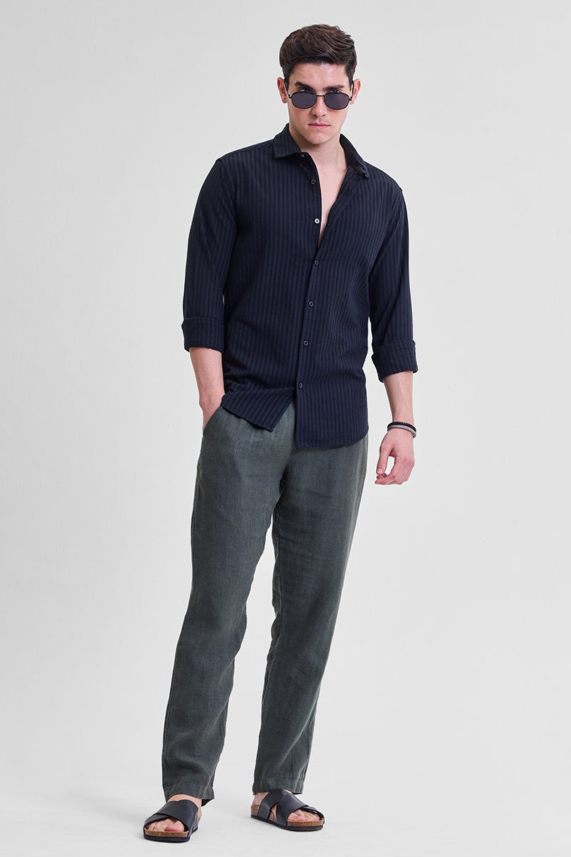 Navy Stripes Slim Fit Shirt