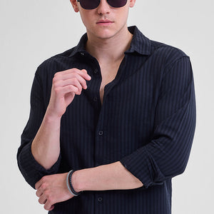 Navy Stripes Slim Fit Shirt