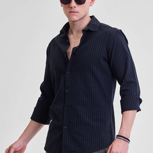 Navy Stripes Slim Fit Shirt