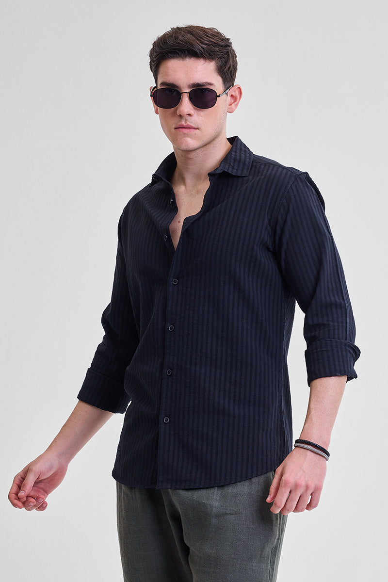 Navy Stripes Slim Fit Shirt