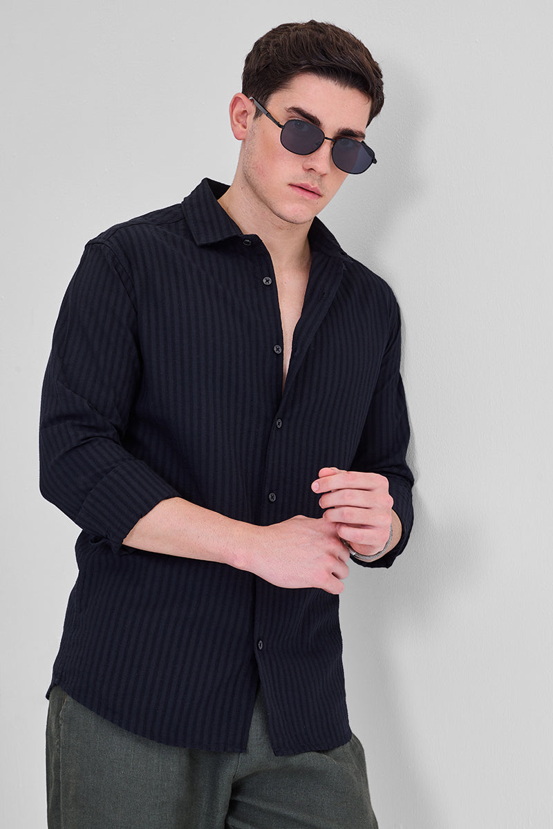 Navy Stripes Slim Fit Shirt