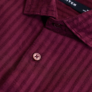 Burgundy Stripes Slim Fit Shirt