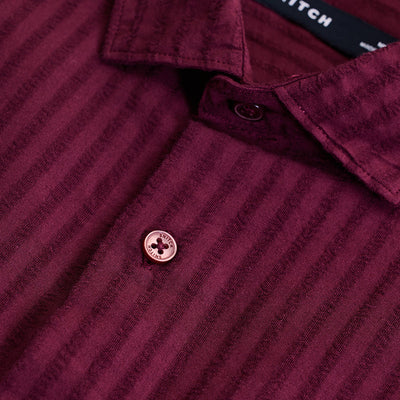Burgundy Stripes Slim Fit Shirt