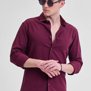 Burgundy Stripes Slim Fit Shirt