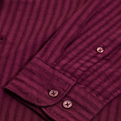 Burgundy Stripes Slim Fit Shirt