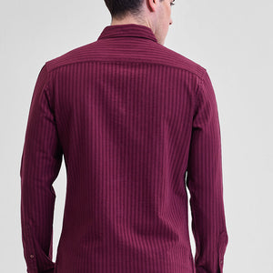 Burgundy Stripes Slim Fit Shirt