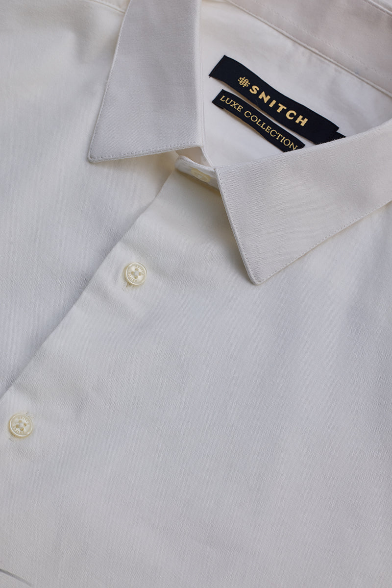 White Stretchable Slim Fit Shirt