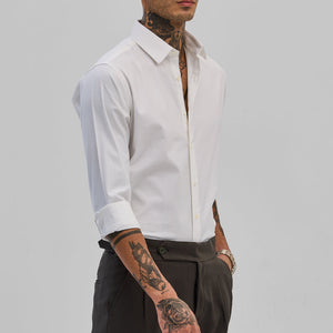 White Stretchable Slim Fit Shirt