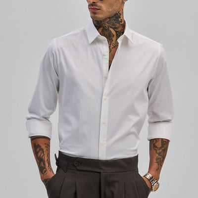 White Stretchable Slim Fit Shirt