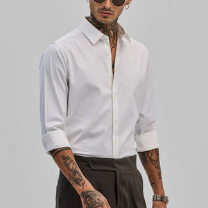 White Stretchable Slim Fit Shirt