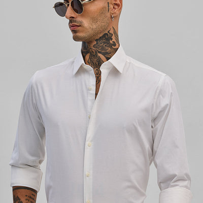 White Stretchable Slim Fit Shirt