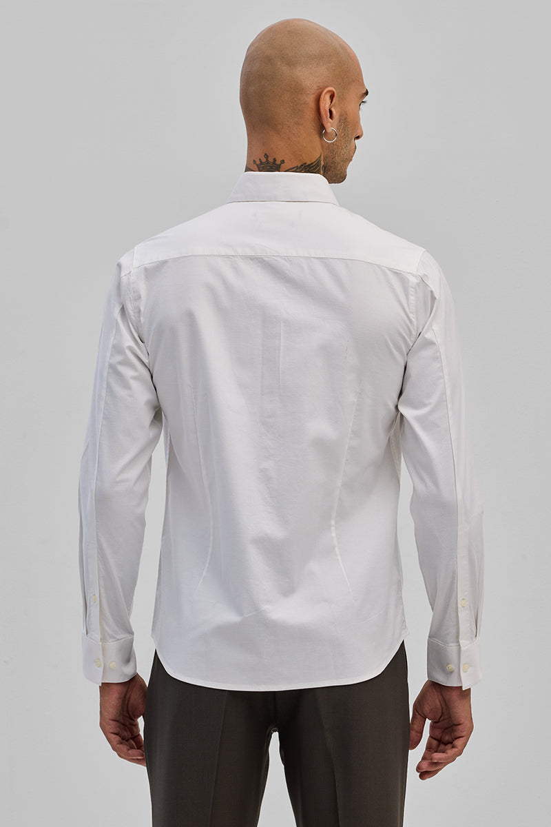 White Stretchable Slim Fit Shirt
