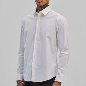 White Stretchable Slim Fit Shirt