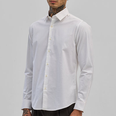White Stretchable Slim Fit Shirt