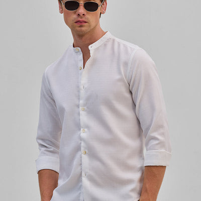 White Mandarin Slim Fit Shirt