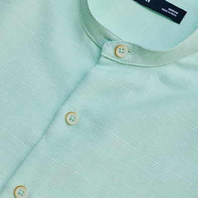 Mint Mandarin Slim Fit Shirt