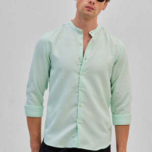 Mint Mandarin Slim Fit Shirt