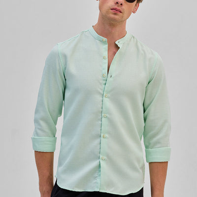 Mint Mandarin Slim Fit Shirt
