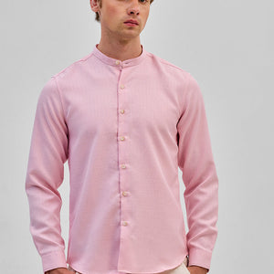 Pink Mandarin Slim Fit Shirt