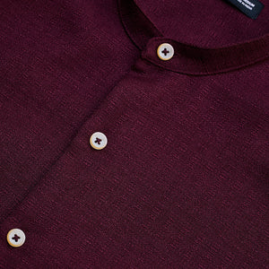 Maroon Mandarin Slim Fit Shirt