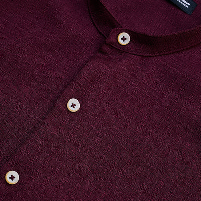Maroon Mandarin Slim Fit Shirt