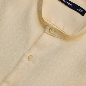 Beige Mandarin Slim Fit Shirt