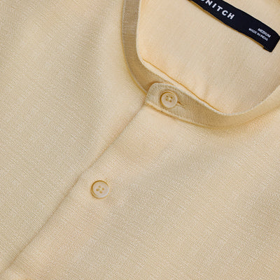 Beige Mandarin Slim Fit Shirt