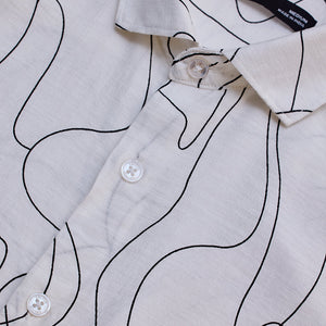 White Abstract Slim Fit Shirt