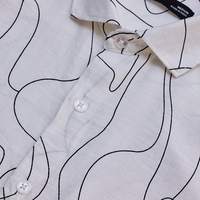 White Abstract Slim Fit Shirt